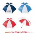 60" Golf Umbrella With Wooden Handle - Double Color Canopy