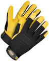 Unlined Leather Gloves w/Rubber Fingers (Black/Tan)